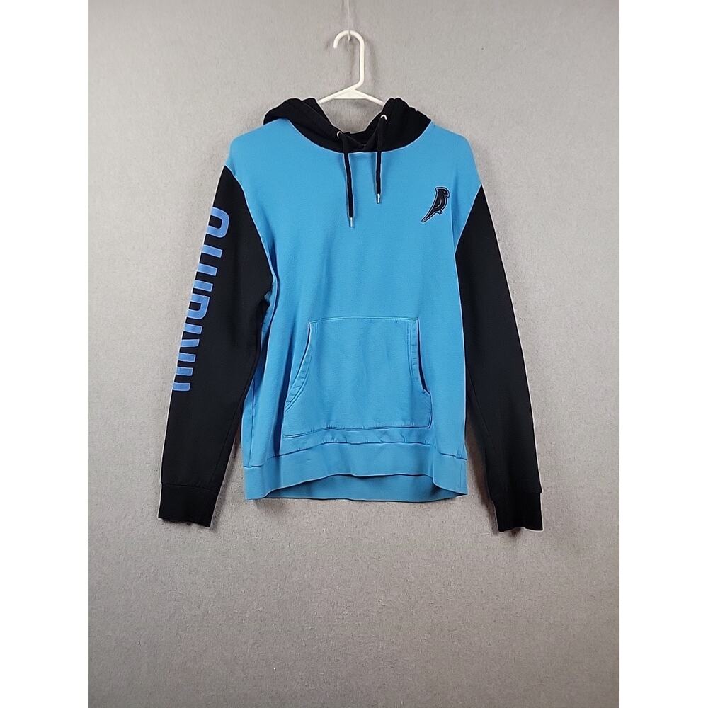 Arigato 100% Cotton Blue Black LS Hooded Pullover Sweatshirt Men's Small Pockets